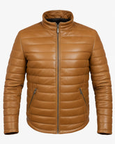 Arezzo – Men’s Camel Quilted Leather Jacket